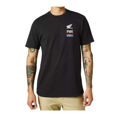 FOX Honda Wing Short Sleeve T-Shirt Black Front
