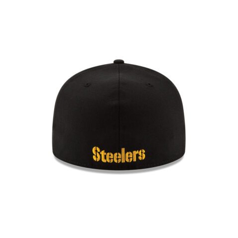 New Era 59Fifty Pittsburgh Steelers League Basic Game Black Gold Yellow Fitted Hat Back
