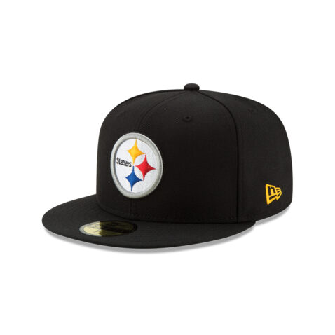 New Era 59Fifty Pittsburgh Steelers League Basic Game Black Gold Yellow Fitted Hat Left Front