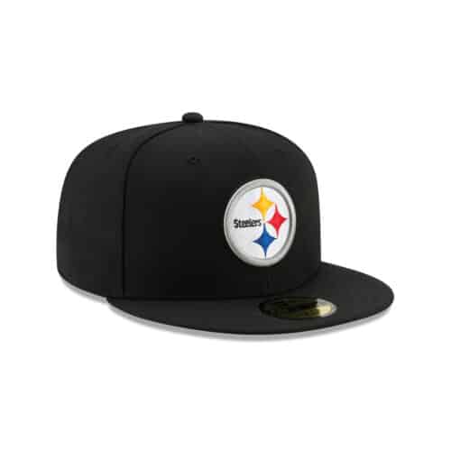 New Era 59Fifty Pittsburgh Steelers League Basic Game Black Gold Yellow Fitted Hat Right Front