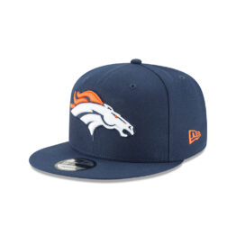 New Era 9Fifty Denver Broncos League Basic Game Oceanside Blue Navy Snapback Hat Left Front