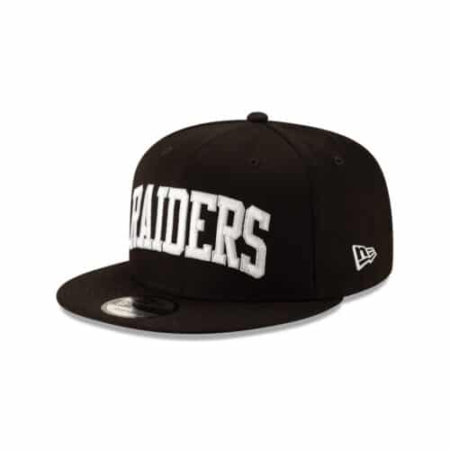 New Era 9Fifty Oakland Raiders Arched Basic Black White Snapback Hat Left Front