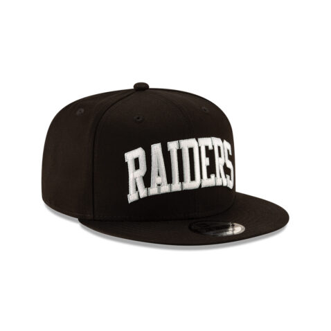 New Era 9Fifty Oakland Raiders Arched Basic Black White Snapback Hat Right Front