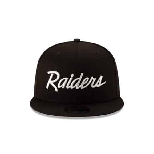 New Era 9Fifty Oakland Raiders Script Basic Black White Snapback Hat Front