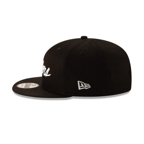 New Era 9Fifty Oakland Raiders Script Basic Black White Snapback Hat Left