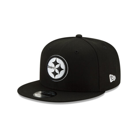 New Era 9Fifty Pittsburgh Steelers Black White Snapback Hat Left Front