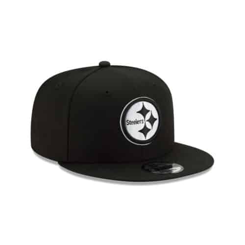 New Era 9Fifty Pittsburgh Steelers Black White Snapback Hat Right Front