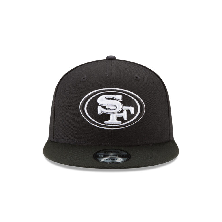 New Era 9Fifty San Francisco 49ers League Basic Black White Snapback Hat Front New Era 9Fifty San Francisco 49ers League Basic Black White Snapback Hat Front