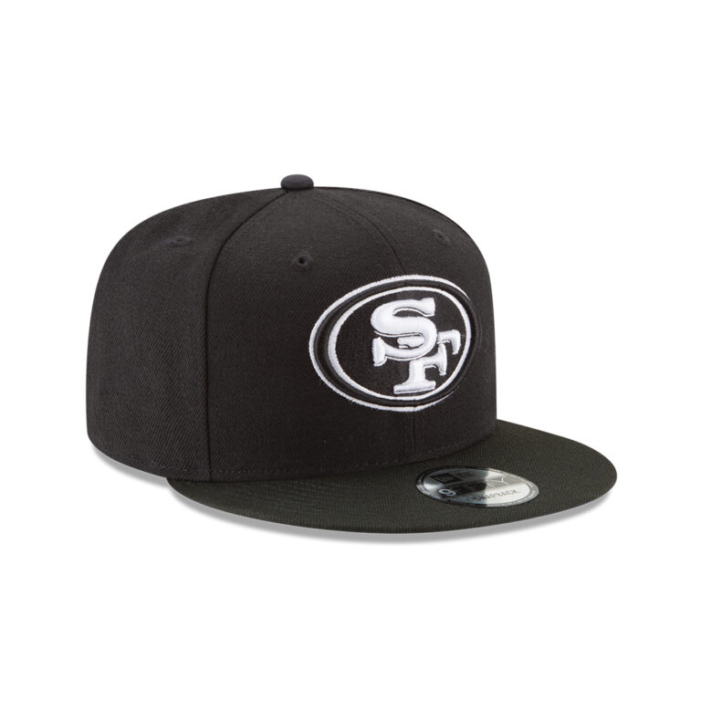 New Era 9Fifty San Francisco 49ers League Basic Black White Snapback Hat Right Front New Era 9Fifty San Francisco 49ers League Basic Black White Snapback Hat Right Front