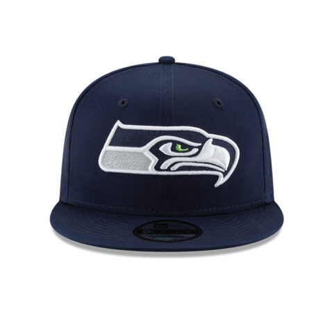 New Era 9Fifty Seattle Seahawks League Basic Game College Navy Blue Snapback Hat Front