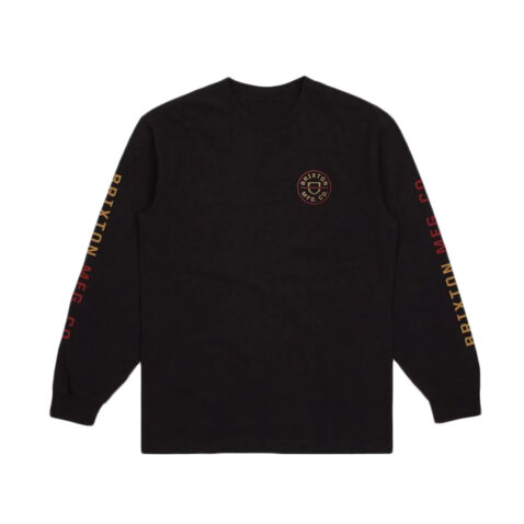 Brixton Crest Long Sleeve SST T-Shirt Black Mars Red Bright Gold 1