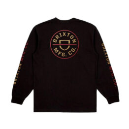 Brixton Crest Long Sleeve STT T-Shirt Black Mars Red Bright Gold