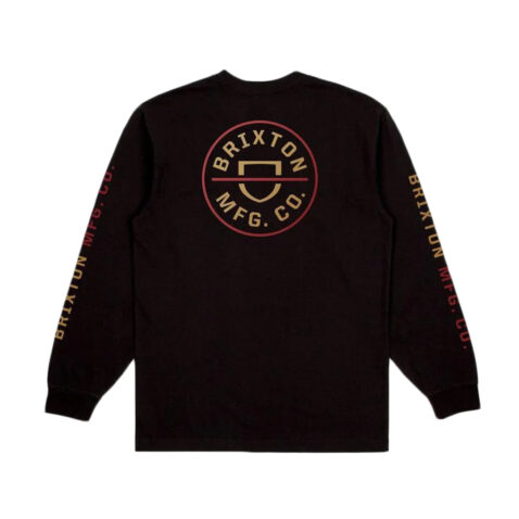 Brixton Crest Long Sleeve SST T-Shirt Black Mars Red Bright Gold 2