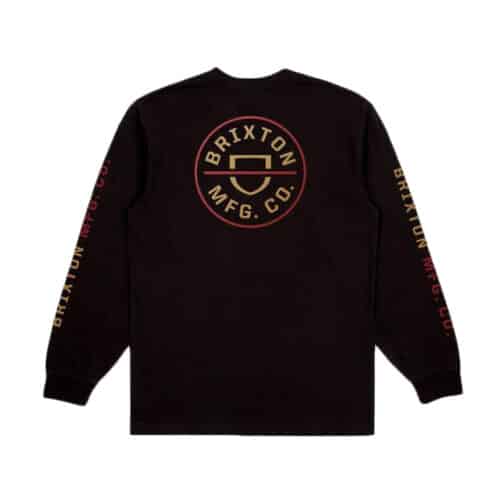 Brixton Crest Long Sleeve SST T-Shirt Black Mars Red Bright Gold 2