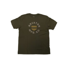 Brixton Crest Shield Short Sleeve T-Shirt Military Olive Beige
