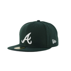 New Era 59FIFTY Atlanta Braves Fitted Hat Dark Green White 1