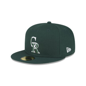 New Era 59FIFTY Colorado Rockies Fitted Hat Dark Green White 1