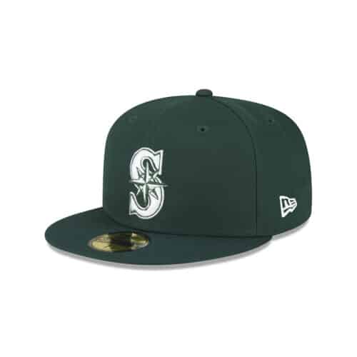New Era 59FIFTY Seattle Mariners Fitted Hat Dark Green White 1