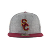 New Era 59Fifty University of Southern California Trojans Patch Heather Grey Light Burgundy 2