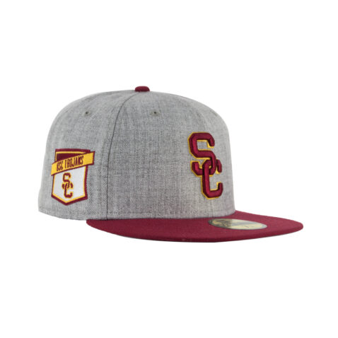 New Era 59Fifty University of Southern California Trojans Patch Heather Grey Light Burgundy 3