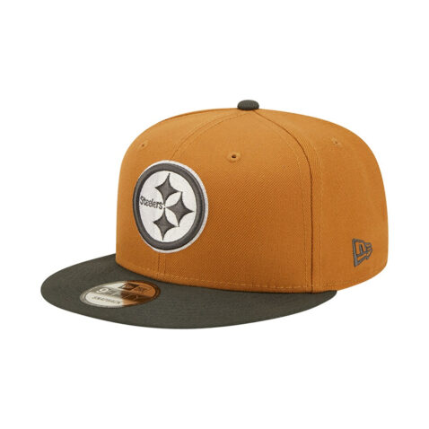 New Era 9Fifty Pittsburgh Steelers Color Pack Two Tones Camel Graphite Snapback Hat Left Front