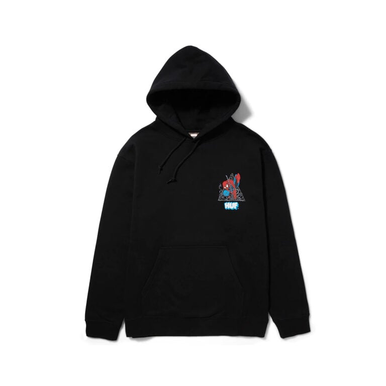 HUF x Spider Man Thwip Triangle Pull-Over Hooded Sweatshirt Black 1