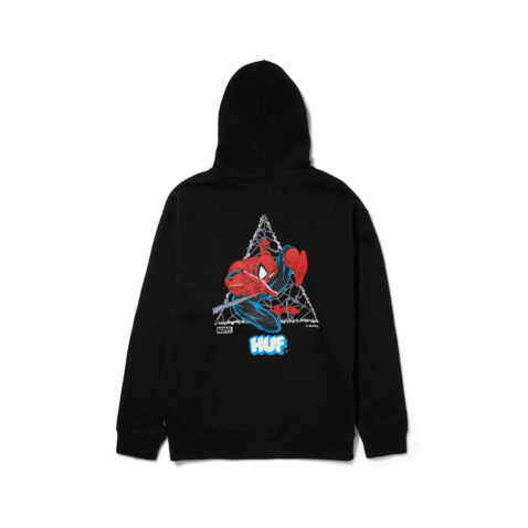 HUF x Spider Man Thwip Triangle Pull-Over Hooded Sweatshirt Black 2