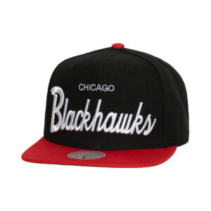 Mitchell & Ness Chicago Blackhawks Vintage Script Snapback Hat Black
