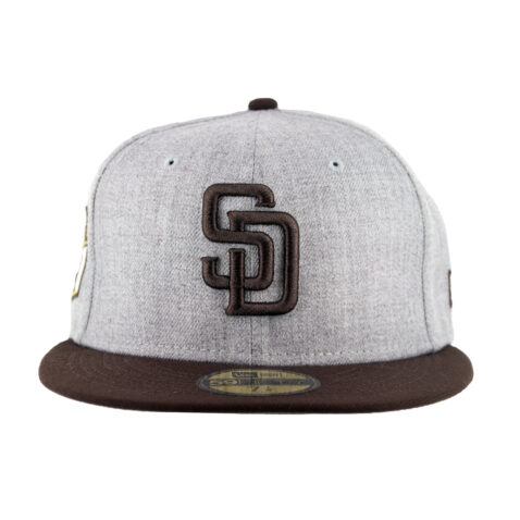New Era 59Fifty San Diego Padres Patch Heather Grey Burnt Wood Brown Fitted Hat