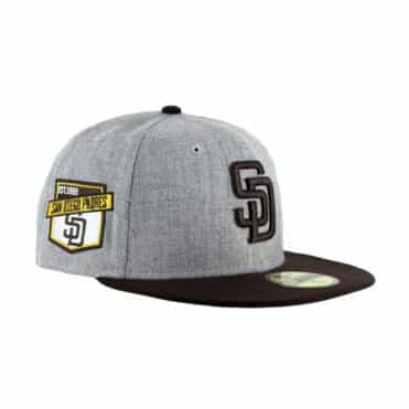 New Era 59Fifty San Diego Padres Patch Heather Grey Burnt Wood Brown Fitted Hat