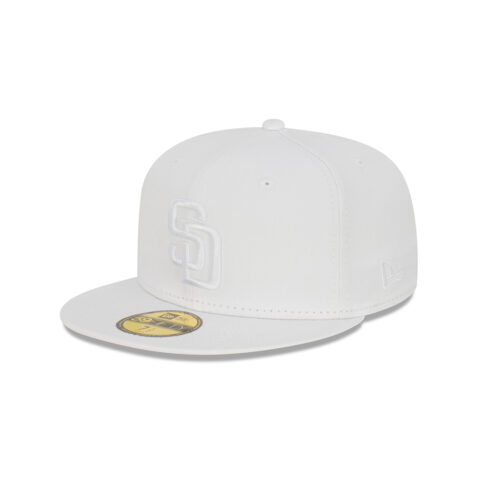 New Era 59Fifty San Diego Padres Whiteout Fitted Hat White Left Front