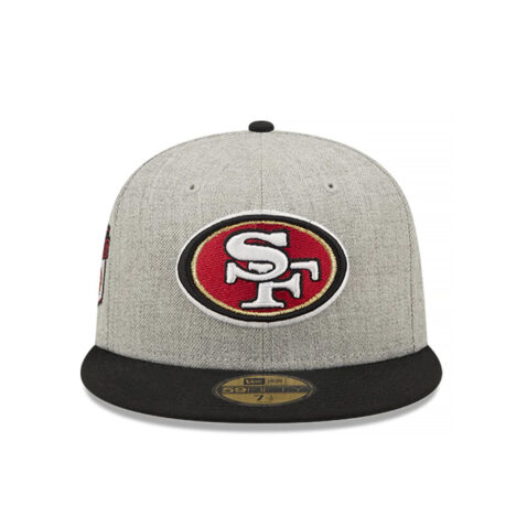 New Era 59Fifty San Francisco 49ers Logo Patch Fitted Hat Heather Gray Black Front