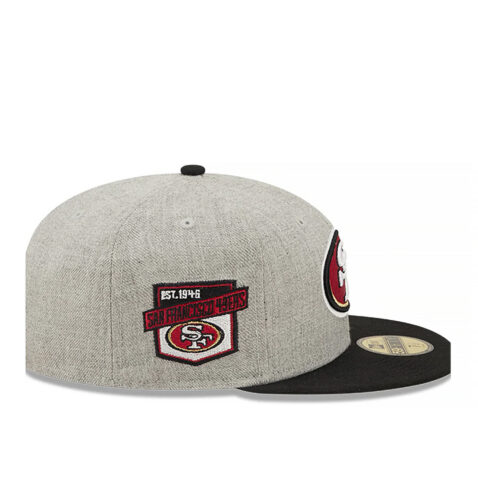 New Era 59Fifty San Francisco 49ers Logo Patch Fitted Hat Heather Gray Black Right