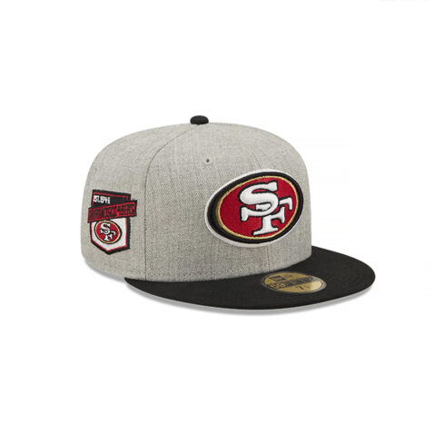 New Era 59Fifty San Francisco 49ers Logo Patch Fitted Hat Heather Gray Black Right Front