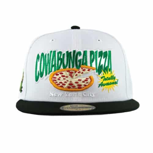 New Era 59Fifty TMNT Cowabunga Pizza White Black Fitted Hat