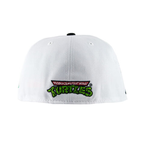 New Era 59Fifty TMNT Cowabunga Pizza White Black Fitted Hat Back