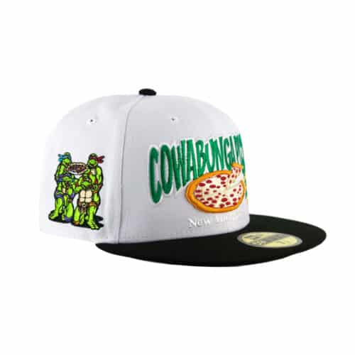 New Era 59Fifty TMNT Cowabunga Pizza White Black Fitted Hat Right Front