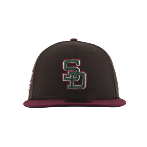 New Era x Billion Creation 59Fifty San Diego Padres Chicano Park Burnt Wood Brown Cardinal Red Fitted Hat 2