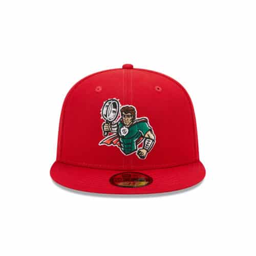 New Era x Marvel 59Fifty Fort Wayne Tin Caps Defenders of the Diamond Fitted Hat Scarlet Red Front