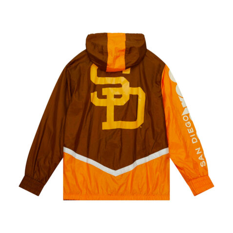 Mitchell & Ness San Diego Padres Undeniable Full Zip Windbreaker Jacket Brown Back