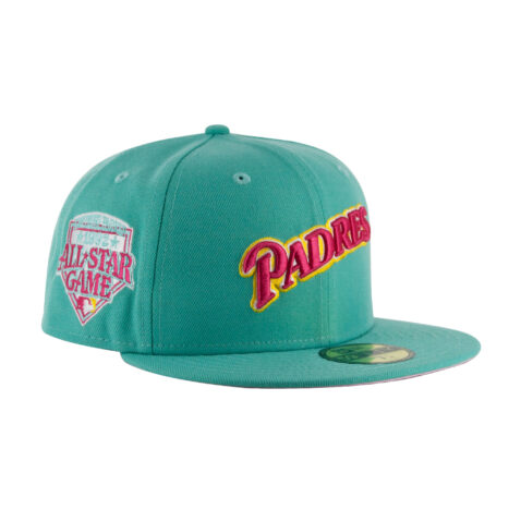 New Era x Billion Creation 59Fifty San Diego Padres BC Connect Fitted Hat Clear Mint Pink 3