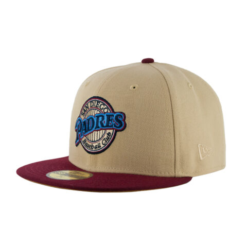New Era x Billion Creation 59Fifty San Diego Padres Del Mar Fitted Hat Vegas Gold Cardinal Red 1
