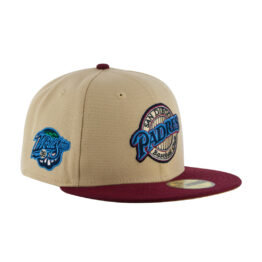 New Era x Billion Creation 59Fifty San Diego Padres Del Mar Fitted Hat Vegas Gold Cardinal Red