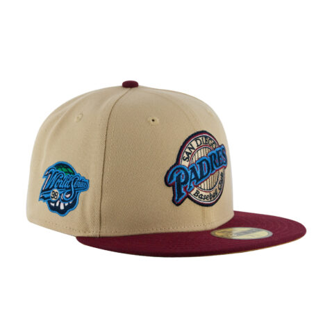 New Era x Billion Creation 59Fifty San Diego Padres Del Mar Fitted Hat Vegas Gold Cardinal Red 2