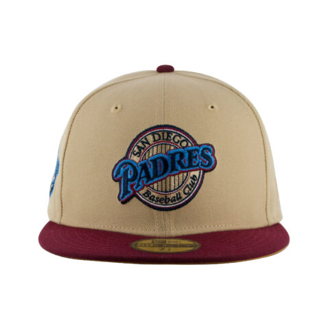 New Era x Billion Creation 59Fifty San Diego Padres Del Mar Fitted Hat Vegas Gold Cardinal Red 3