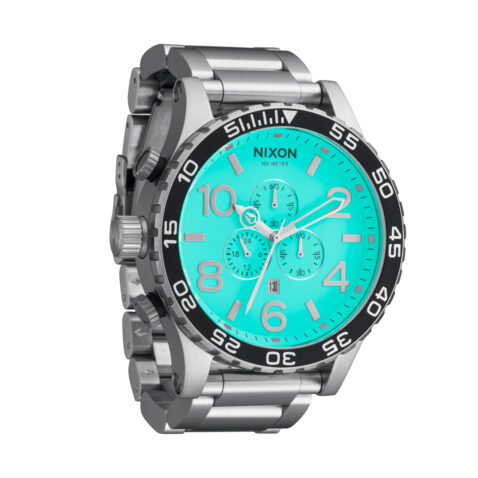 Nixon 51-30 Chrono Watch Silver Turquoise Right Side