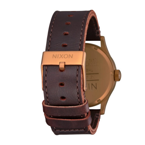 Nixon Sentry Leather Watch Bronze Black back
