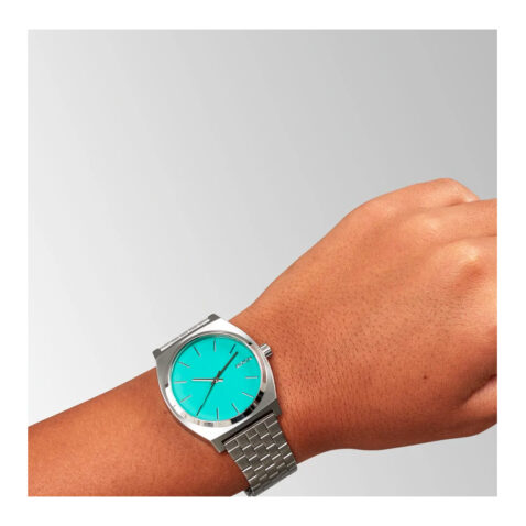 Nixon Time Teller Watch Silver Turquoise Front