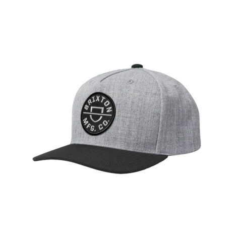 Brixton Crest C MP Snapback Hat Heather Grey Black