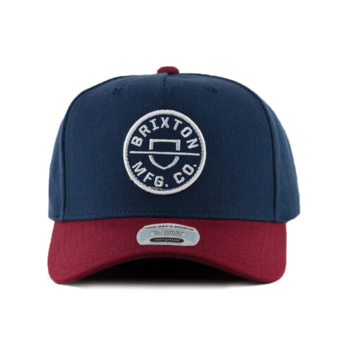 Brixton Crest C MP Snapback Hat Washed Navy Island Berry